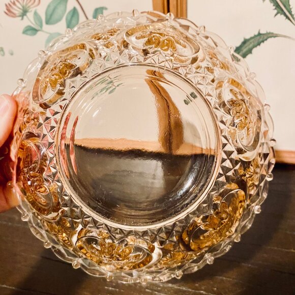 Vintage Pink Glass Candy Dish with Heart and Rose Pattern Victorian Style‎ - Picture 3 of 8